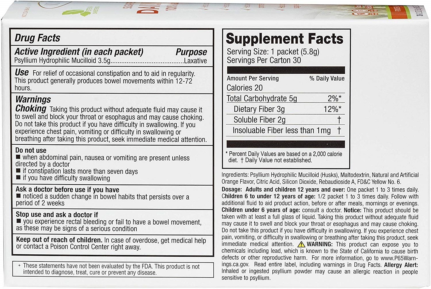 Konsyl Daily Fiber Orange 100% Natural Psyllium Husk Powder - Sugar Free
