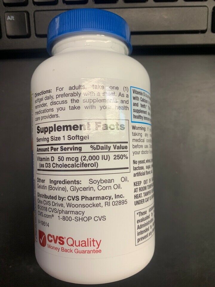 CVS Health Vitamin D3 Bone & Immune Health 50mcg 2000IU /300 Softgels