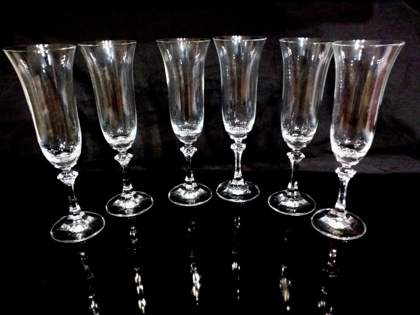 6 Elegant Flare Lip Rim Finger Rest Downton Abbey Champagne White Wine