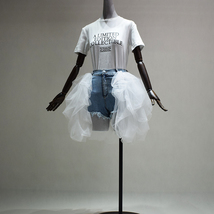 Women Ruffle Slit Tulle Skirt Floor Length Tulle Skirt w. Slit Jean Party Skirt image 6