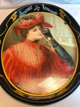 Vintage Coca Cola Lady In Red, Good To The Last Drop, Oval Metal Tray, 1987 USA  - $9.99