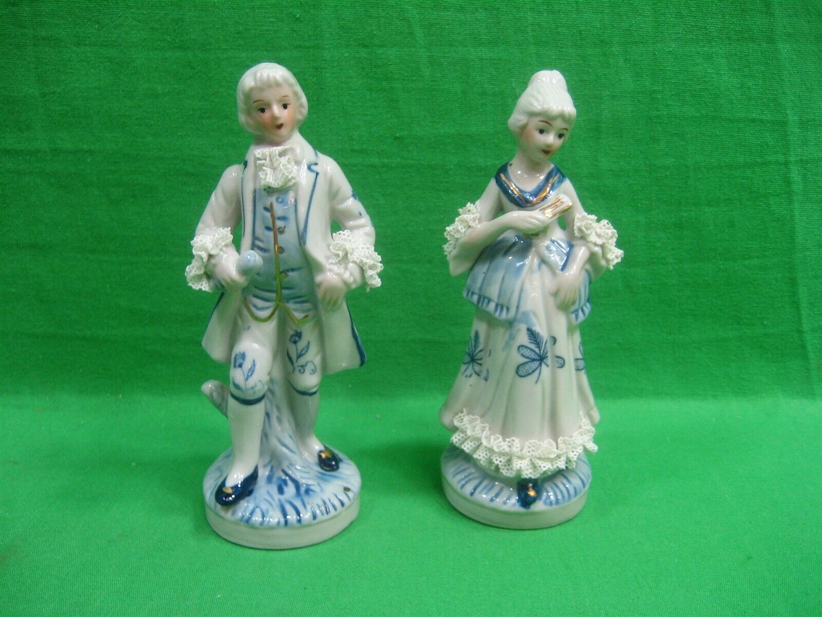 Vintage Victorian Male and Female Porcelain Figurines Unique detail