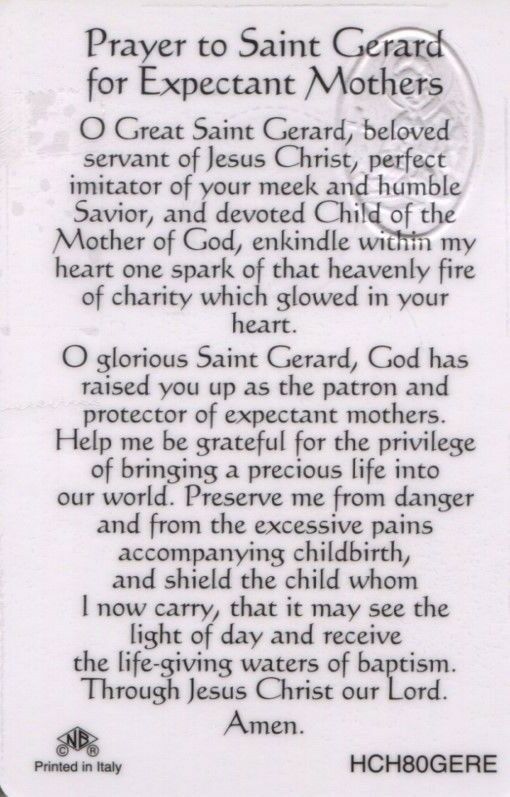 Prayer to Saint Gerard Wallet Card - EB258 - Expectant Mothers Patron