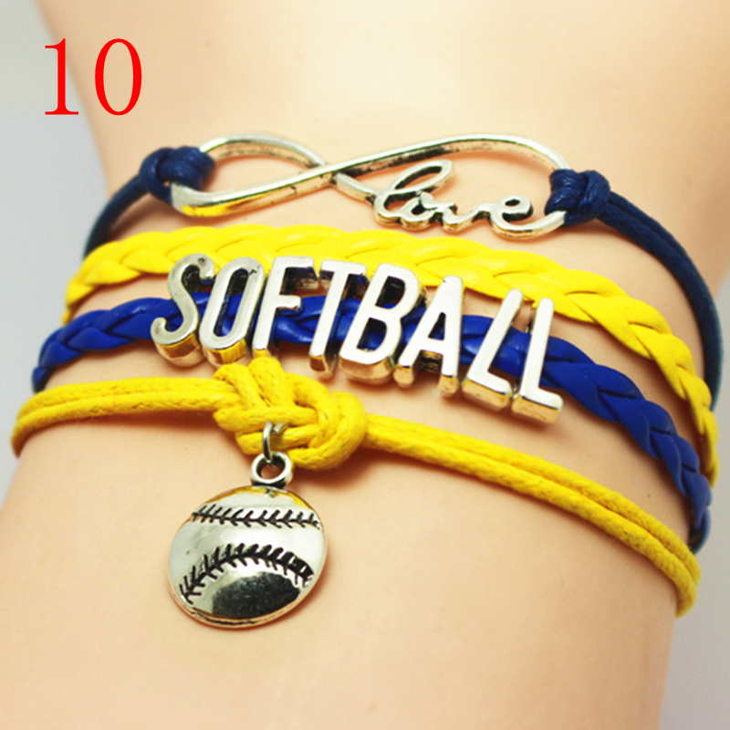 bracelet for Softball team player fans Softball charm bracelet in bulk