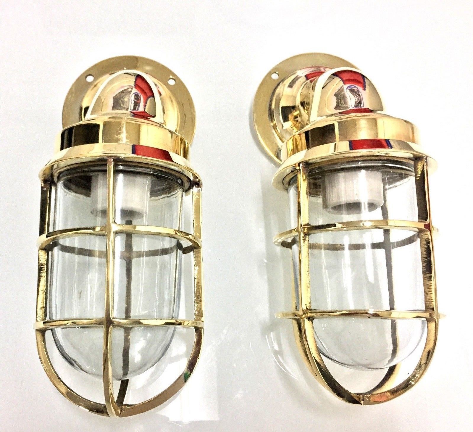 Nautical Light Marine Ship Brass 90 Degree Bulkhead Wall Passage Light 2 Pcs Lamps And Lighting 6744