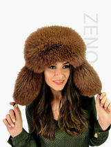 Finn Fox Fur Hat With Suede Trapper Saga Furs Ushanka Aviator Hat Brown Fur Hat image 1