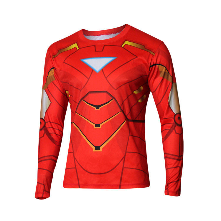 Men Marvel Ironman Long Sleeve T-Shirt Tops Print Cosplay Gym Shirt ...