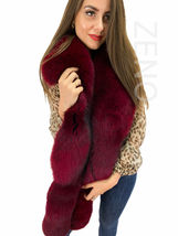 Fox Fur Stole 63' (160cm) Fur Boa Saga Furs Tails / Cuffs / Headband Burgundy image 4