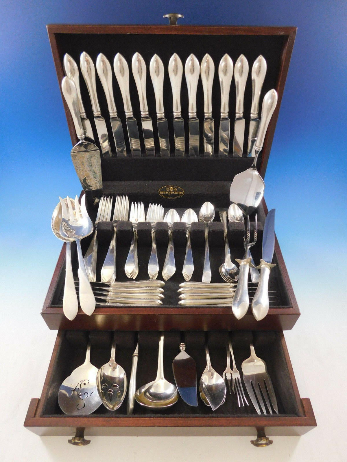 Primary image for Pointed Antique by R&B D&H Sterling Silver Flatware Set 12 Service 90 Pcs Dinner