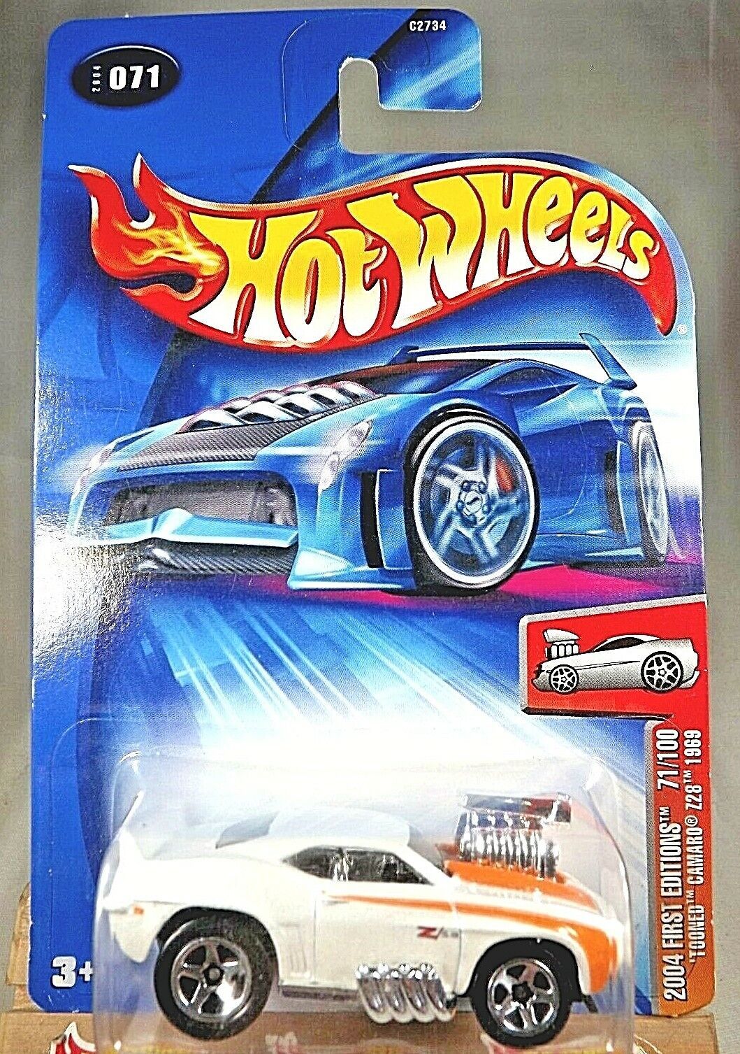 2004 Hot Wheels #71 First Editions TOONED CAMARO Z28 1969 White Variation w/5 Sp