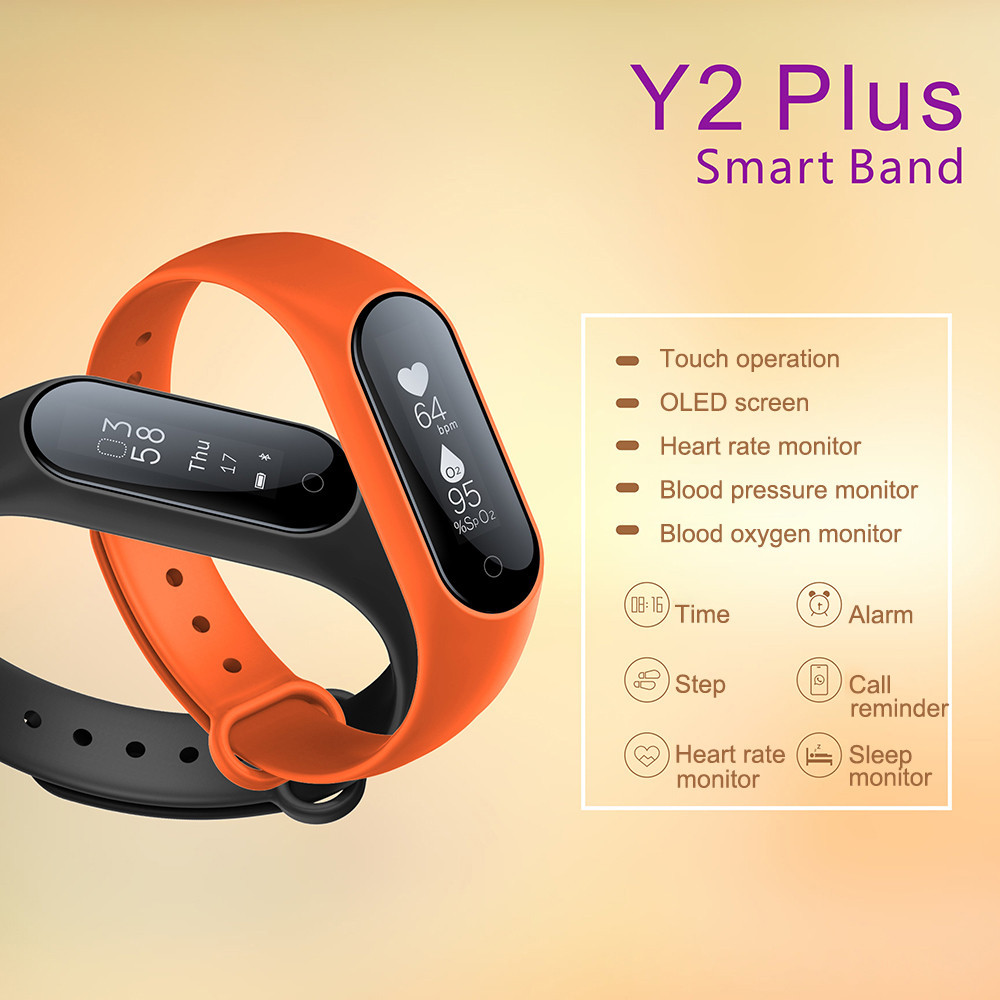 2017 Latest Model! Y2+ Smart Wristband Heart Rate Blood Pressure Blood Oxygen Pe