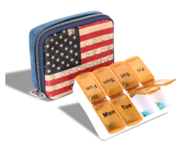 American Flag Pill Box 8 sections Montana West Vegan Leather image 3