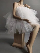 White High Low Tulle Dress Boho Wedding Midi Puffy Multi Layered Tulle Skirts image 5