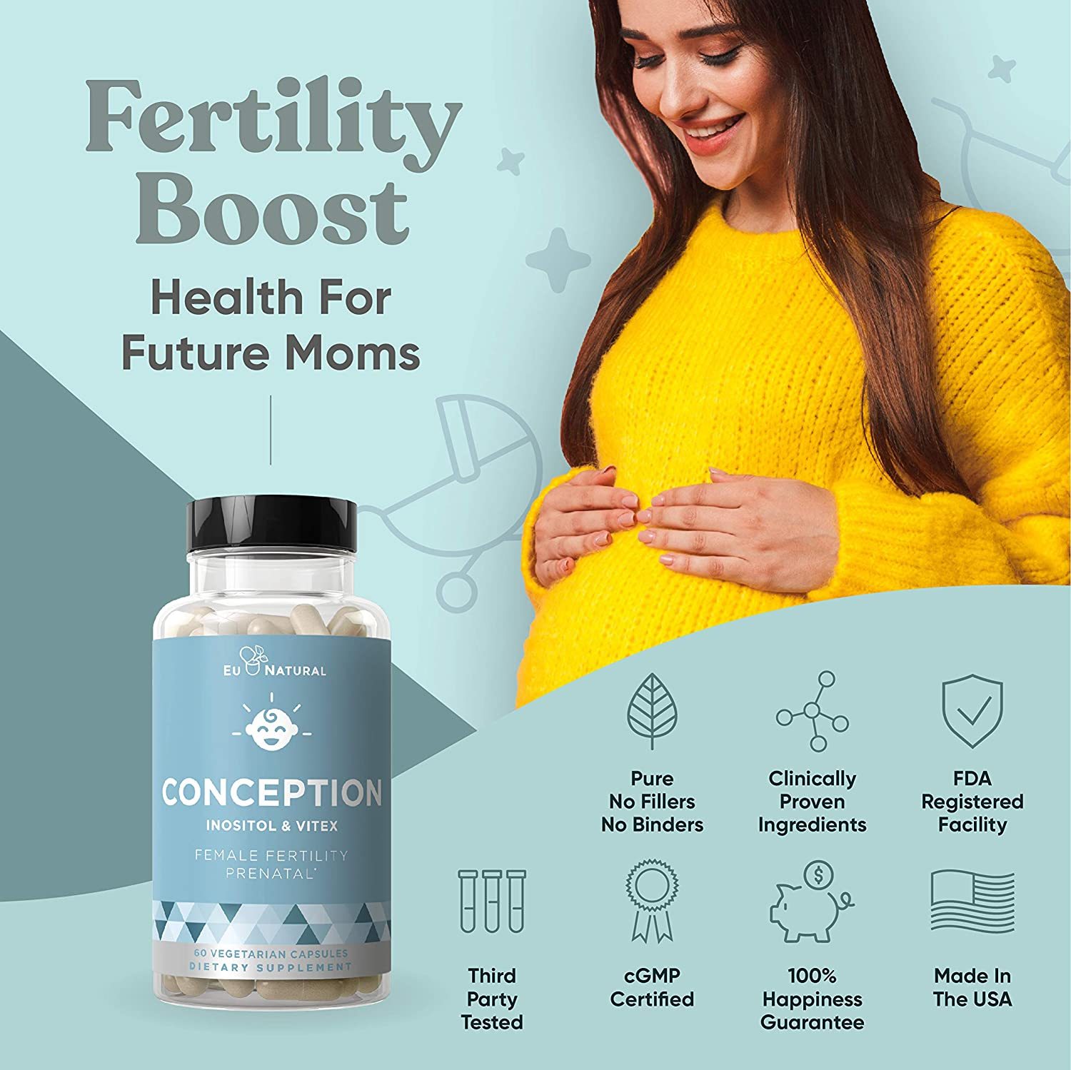 Conception Fertility Prenatal Vitamins 60 Vegetarian Soft Capsules