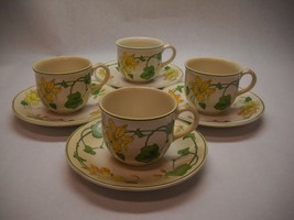 COFFEE  CUPS AND SAUCERS Set of 4 VILLEROY BOCH Geranium Pattern MADE IN... - $79.19
