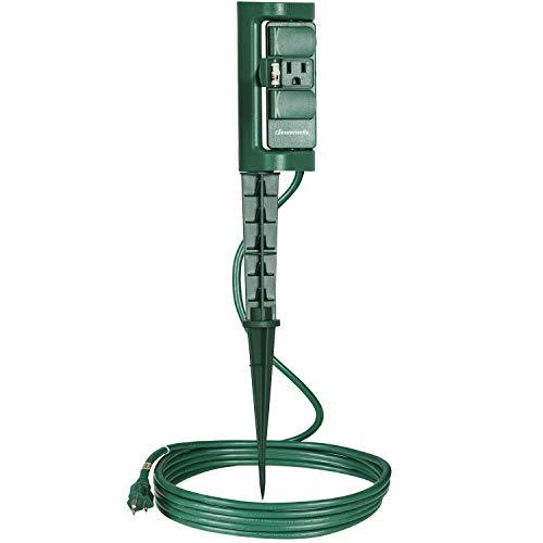 DEWENWILS Waterproof Outdoor Power Strip Stake,10 ft Extension Cord ...