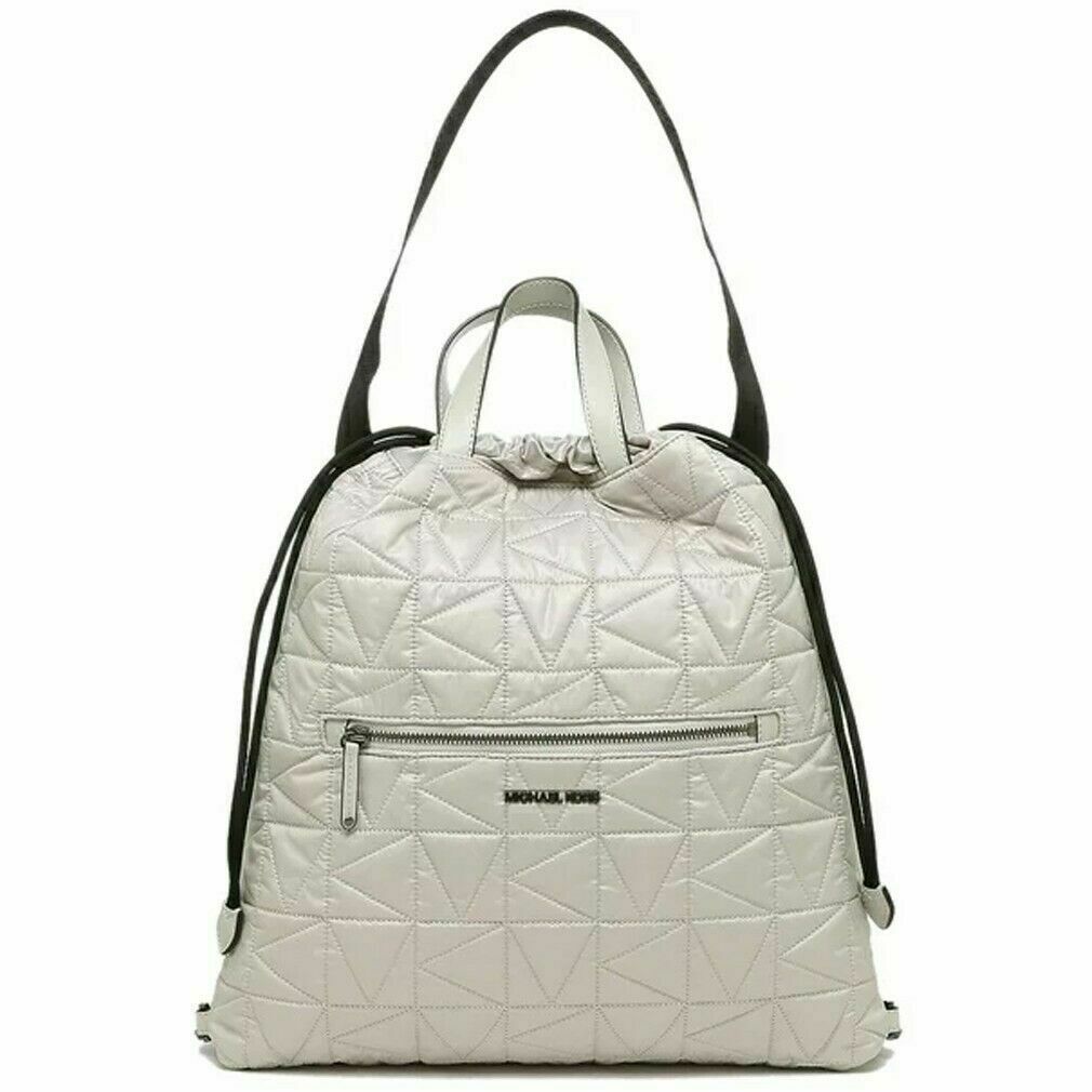 NWB Michael Kors Winnie Large Quilted Nylon Aluminum Gray Backpack Dust Bag FS