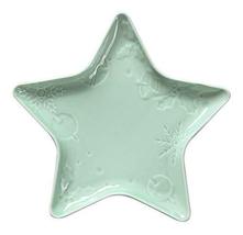 Creative Cute Ceramic Party Meal Plate, Green Five-pointed Star - $27.89
