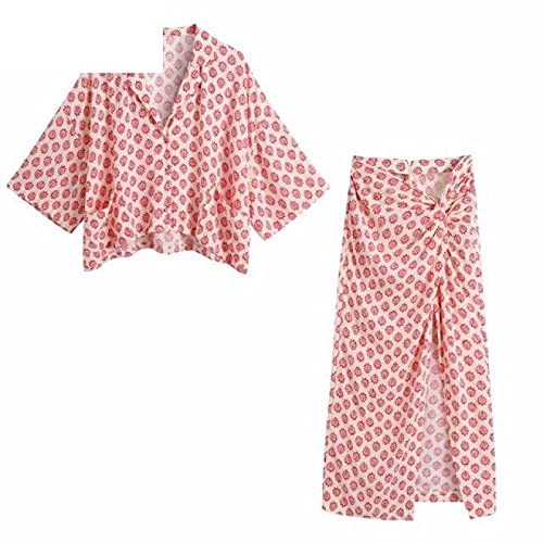Sweet Floral Print Loose Kimono Blouse Female Short Sleeve Casual Pocket Shirt C