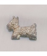 Vintage Scotty Dog Silver Tone Brooch Pin Rhinestone  1&quot;  Signed Mi Puppy - $19.56