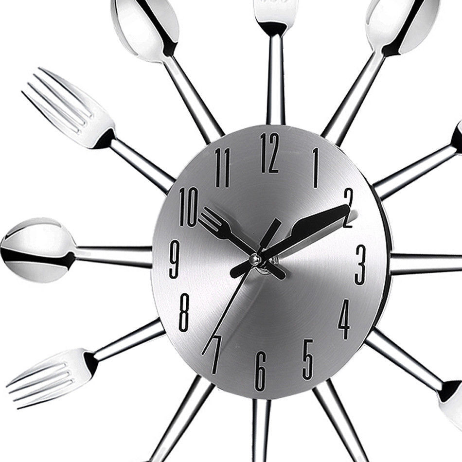 Brief Modern Large Wall Clock Stainless Steel Kitchen Wall Watch Magic