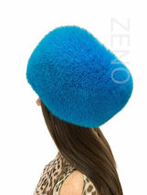 Arctic Fox Fur Full Hat Saga Furs All Fur Hat Ocean Blue Beanie Fur Hat image 5