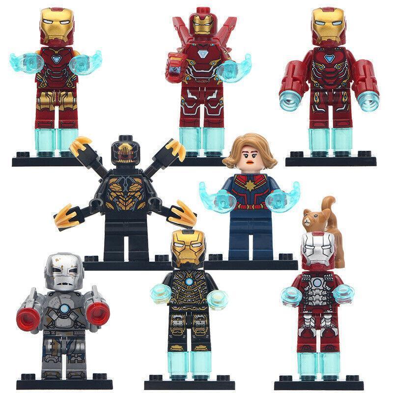 8pcs/set Captain Marvel Avengers Outrider Iron ManMK1 MK41 MK50 ...