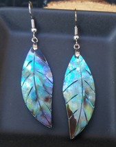 Abalone Leaf Dangle Earrings - $20.00