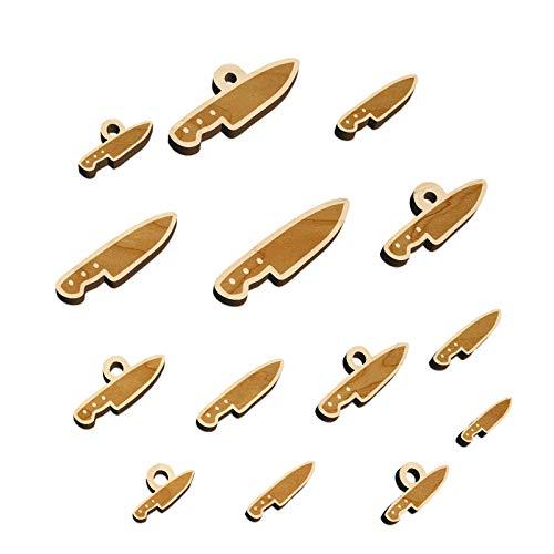Chef Knife for Cooking Mini Wood Shape Charms Jewelry DIY Craft - 20mm (15pcs) -