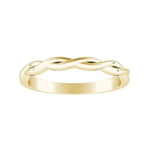 925 Sterling Silver Ultra Thin Twisted Stackable Wedding Band 14k Gold Plated