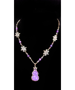 lilac Jade flower necklace - Hulu Gourd pendant -  Lavender purple talis... - $75.00