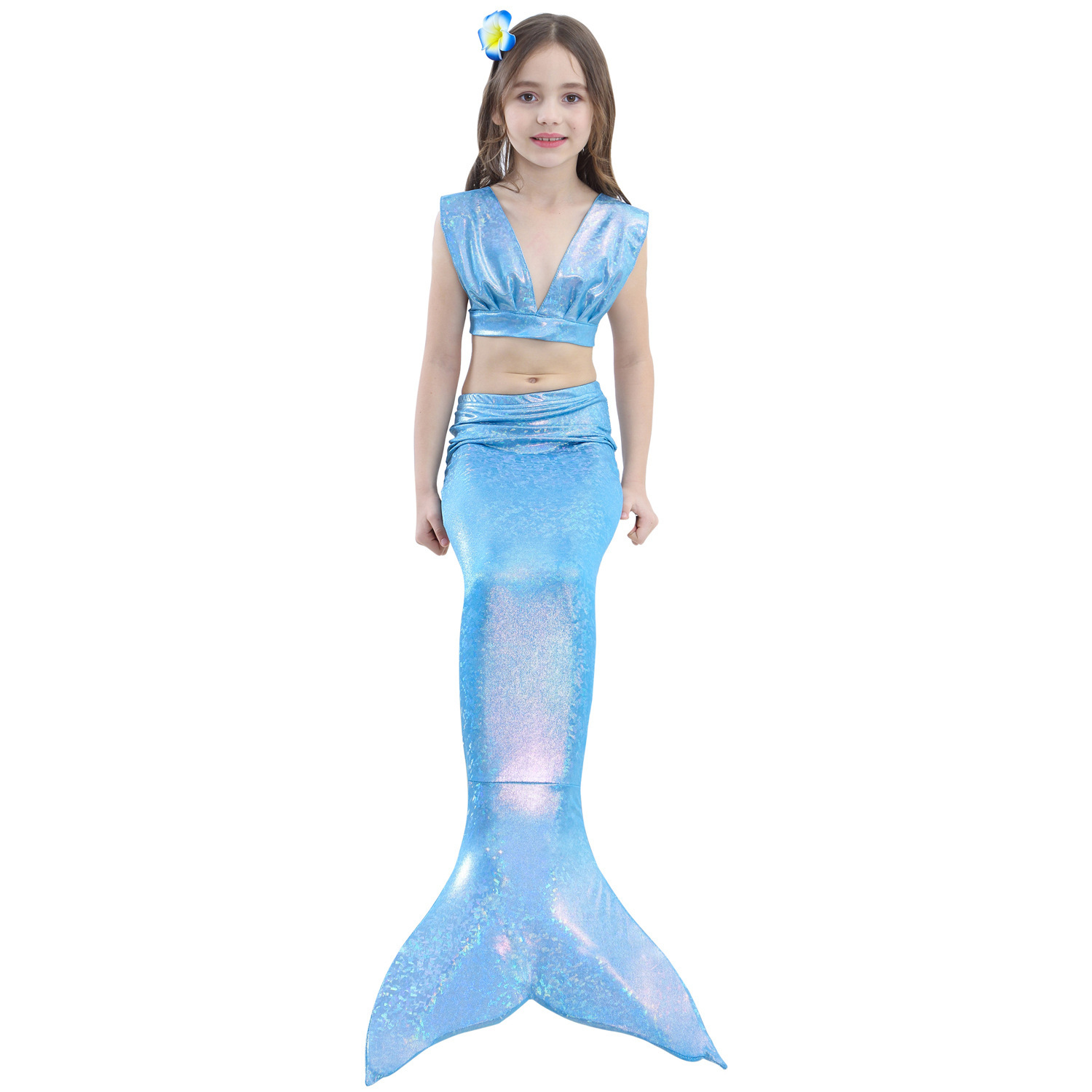 Pcs Set Swimmable Shiny Blue Mermaid Tail With Monofin Girls Swimsuit My Xxx Hot Girl 9406