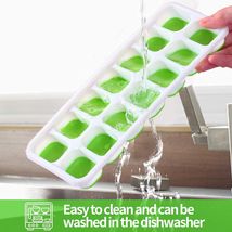 3 Flexible Silicone Ice Cube Molds with Lids   -   Make 14 Cubes Each   -  Green image 4