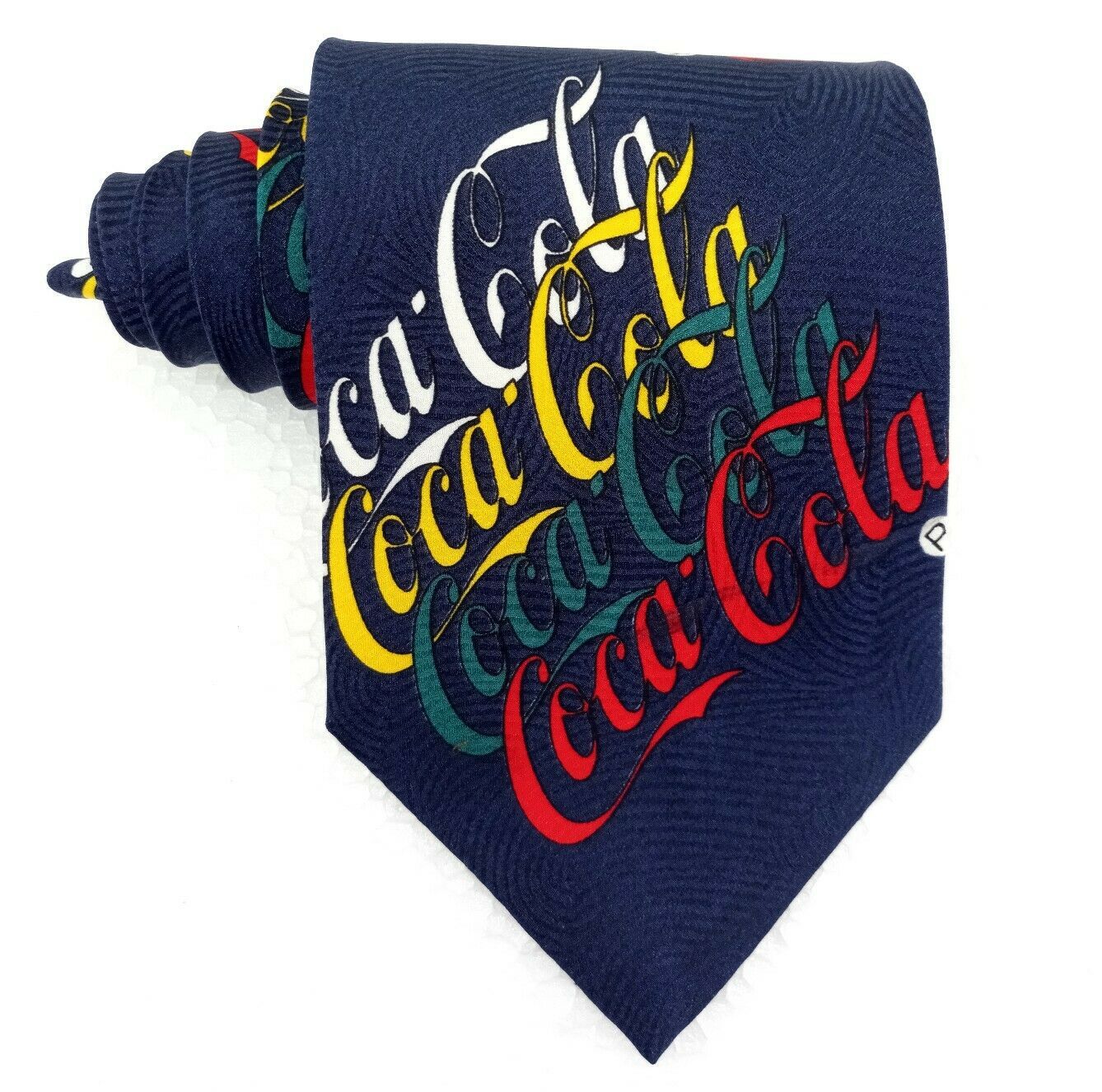 Cravatta Coca-cola nuova vintage blu 9,5 cm da collezione rare 100% seta rara