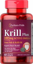 Puritan's Pride Krill Oil Plus High Omega-3 Concentrate 1085 mg - 60 Softgels - $35.68