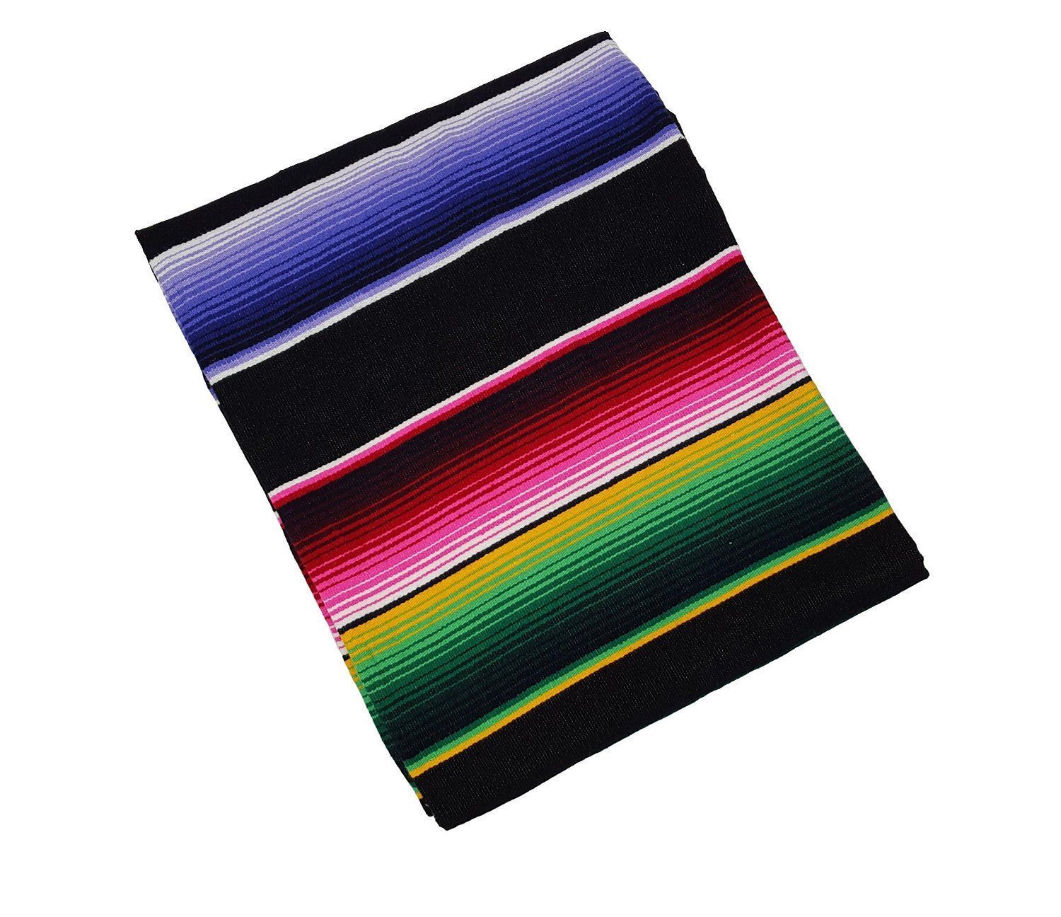 203 Fine Sarape Mexican Blanket Authentic Original El Paso Black