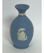Vintage Wedgwood Jasperware 4.75” Pottery Blue/White Flower Angel Vase E... - $19.79