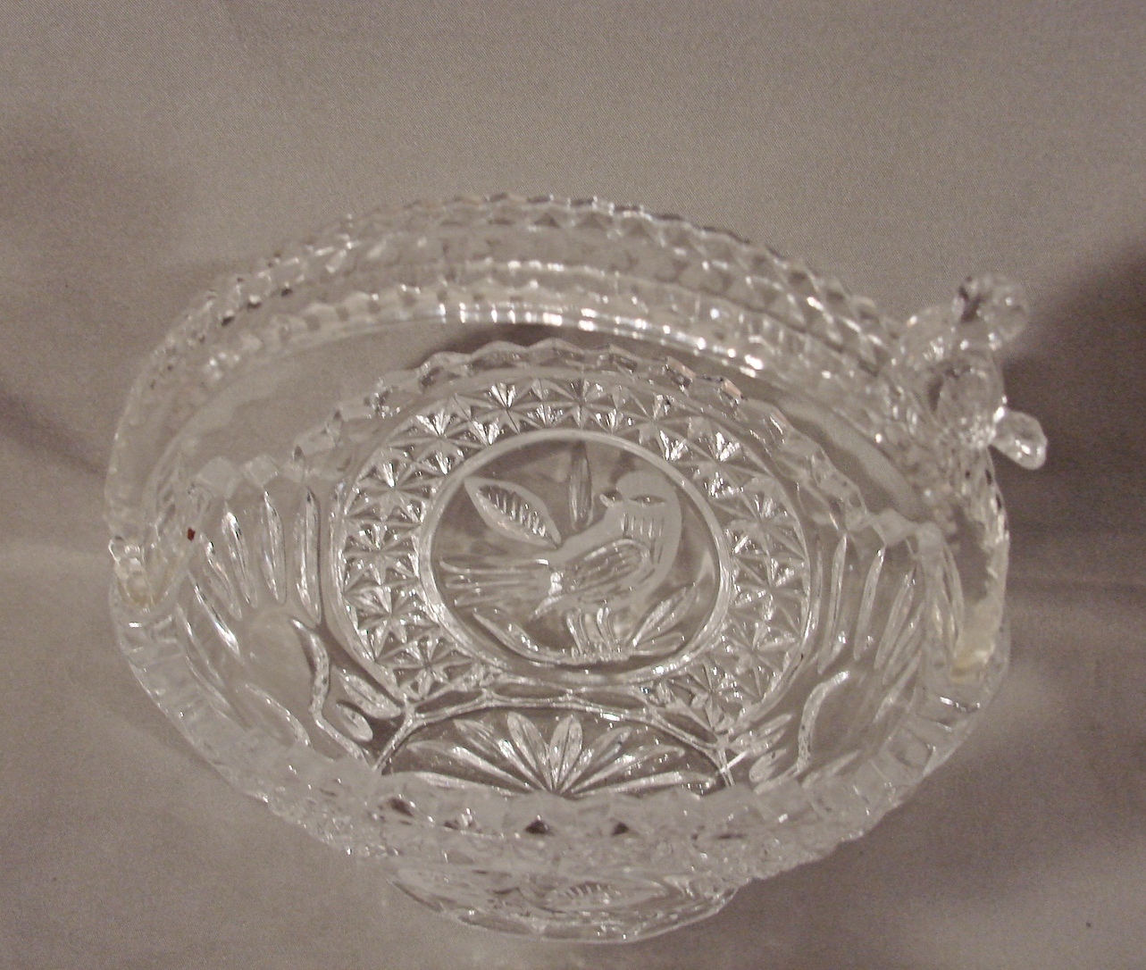 Hofbauer Byrdes Lead Crystal Basket with Bird on Handle Crystal