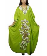 Womens Maxi Caftan Dress Embellished Green Resort Wear Kaftan One Size - £24.60 GBP