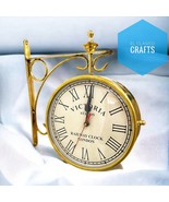 8” Full Brass Victoria Station Double Sided Station wall Clock Home &amp; Of... - $71.81