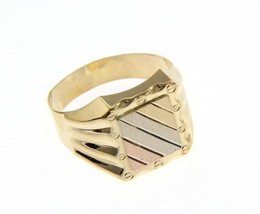 SOLID 18K YELLOW WHITE ROSE GOLD BAND MAN RING SATIN LUMINOUS, MADE IN ITALY image 1