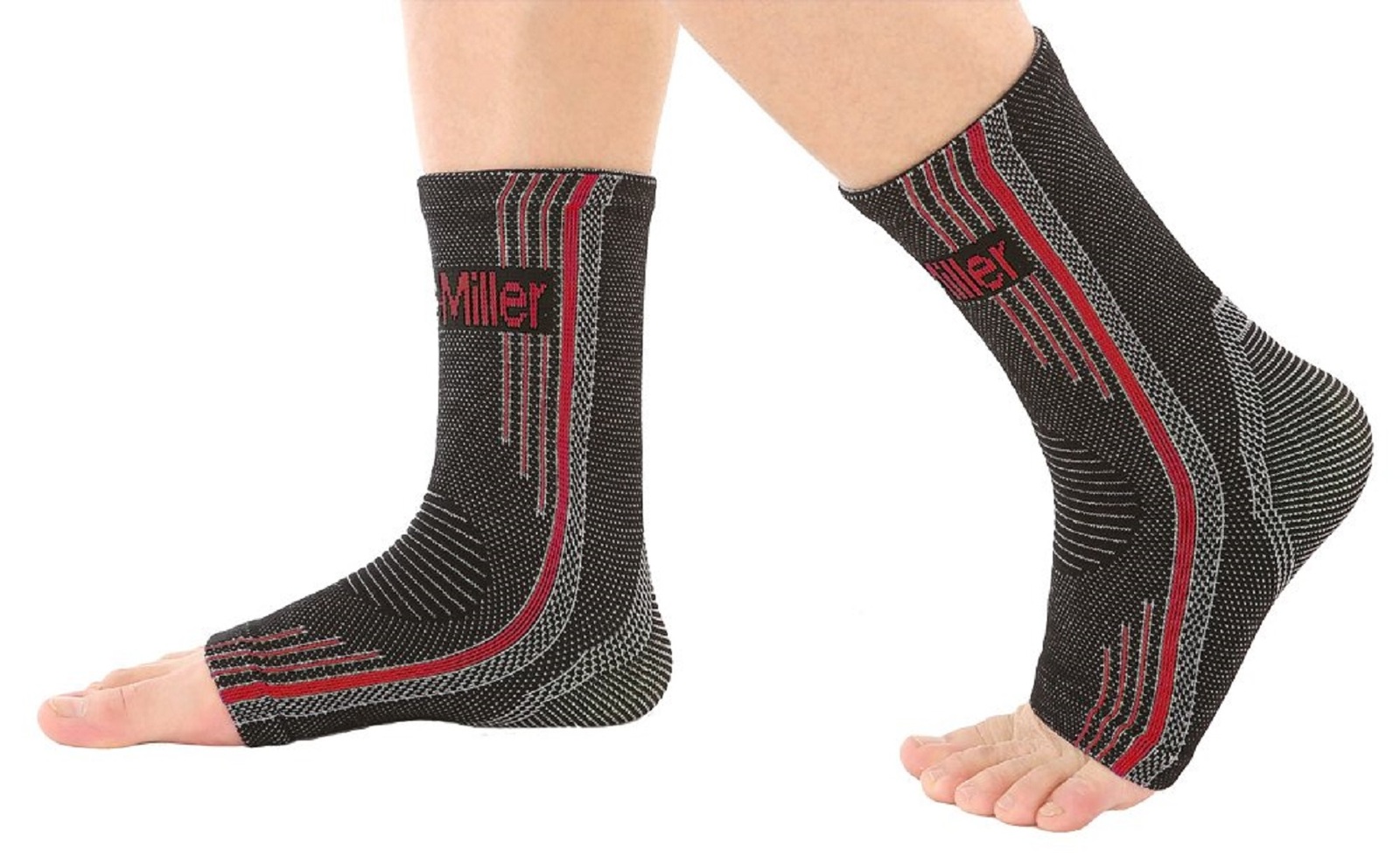 Doc Miller Premium Ankle Brace Compression Support Sleeve Socks (Red, Large)