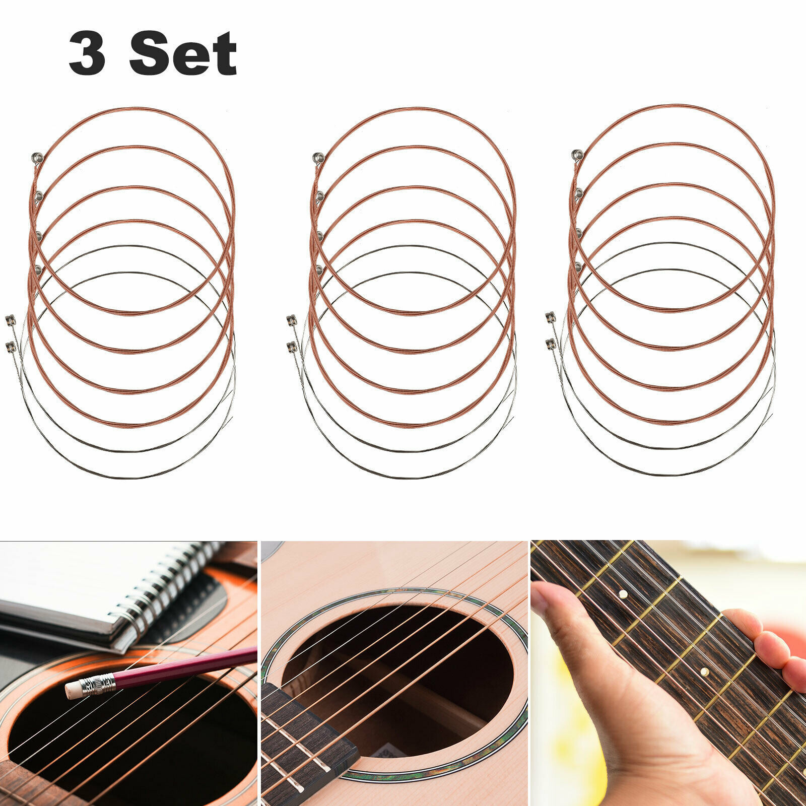 3Sets Electric/ Acoustic Guitar General Strings Durable Chord Guitar