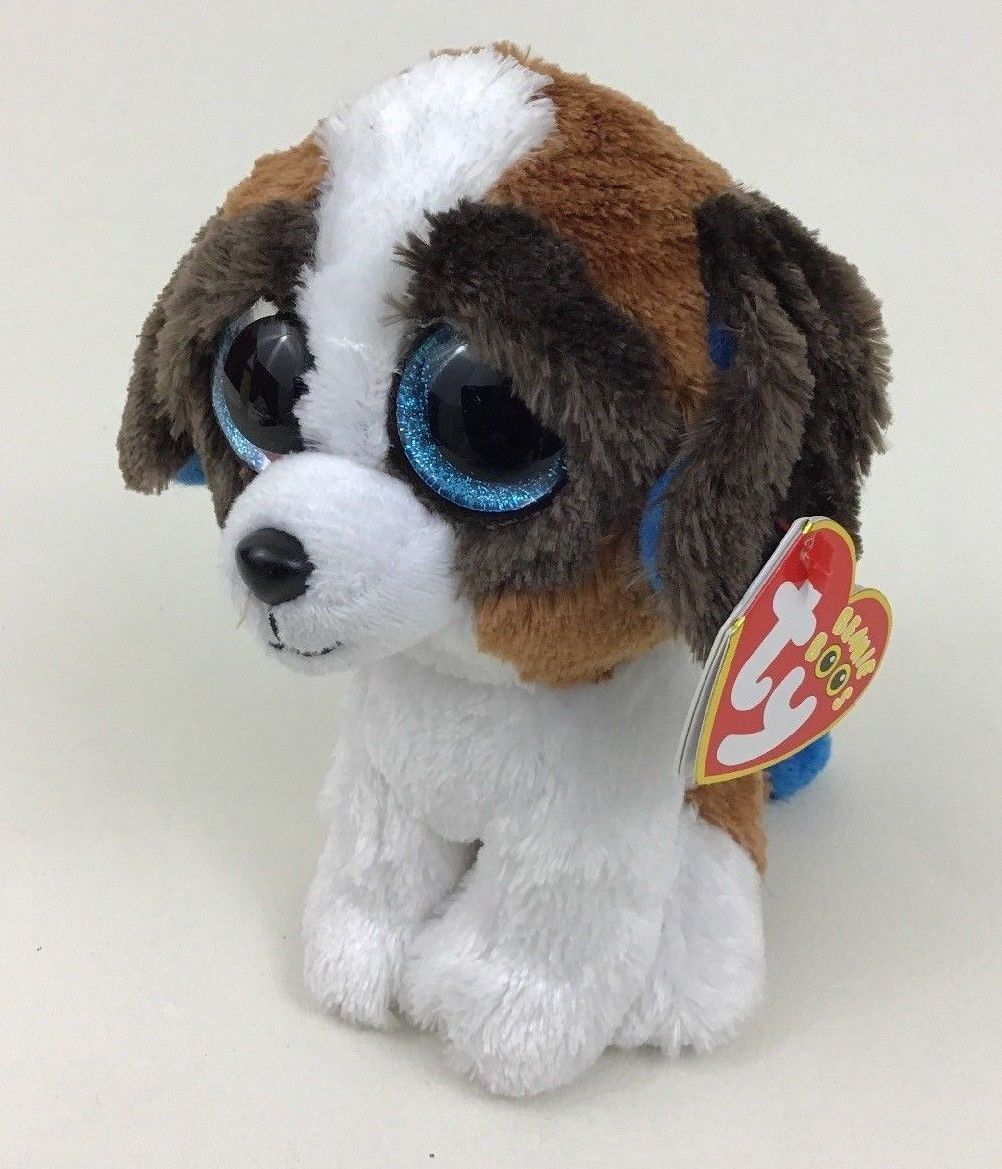 Ty Beanie Boos Duke Dog Brown & White Blue Eyes 6" Plush Stuffed Toy New w Tags - Other