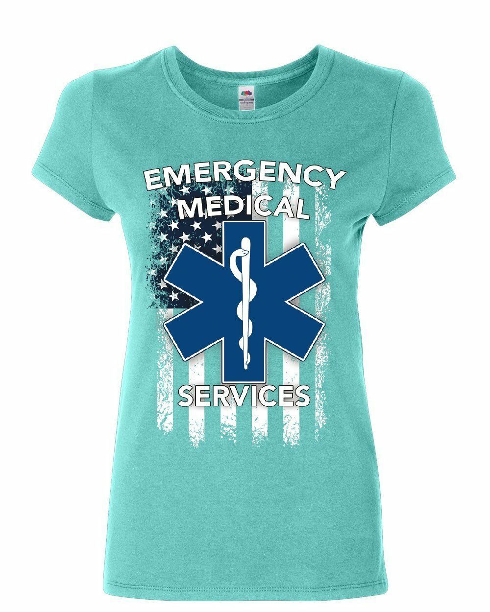 EMT Star of Life EMS Medic Women's T-Shirt First Responders US Flag ...