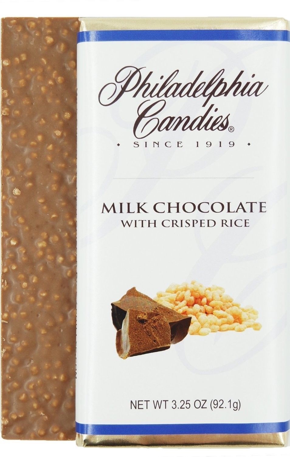 Philadelphia Candies Milk Chocolate with Crisped Rice Bar, 3.5 Ounce Gourmet