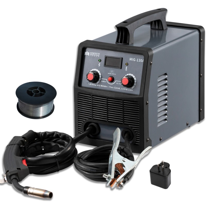 MIG130A, 130 AMP MIG/FLUX CORE WIRE GASLESS WELDER, 115/230V DUAL