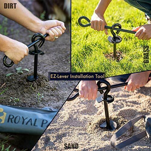 Royal Paw Heavy Duty Dog Tie Out Stake - Spiral Ground Anchor for Large