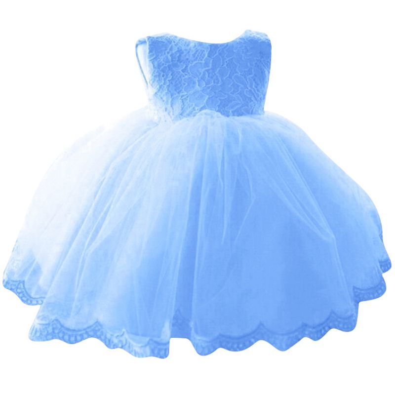 (sky blue size 3T)Baby Girl Dress Baptism Dresses Girls Infant Birthday