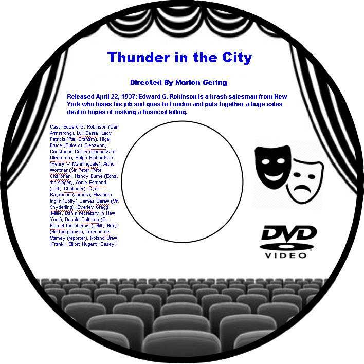 Thunder in the City 1937 DVD Film Comedy Marion Gering Edward G. Robinson Luli